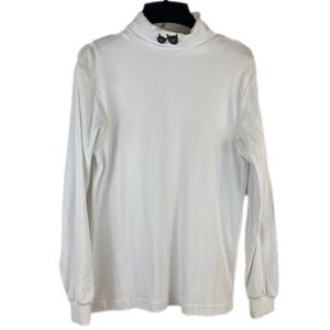Halloween White Turtleneck Two Black Cats on the Collar by Timberlea Size Small